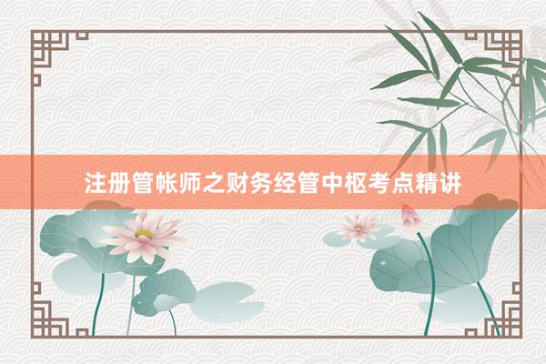 注册管帐师之财务经管中枢考点精讲